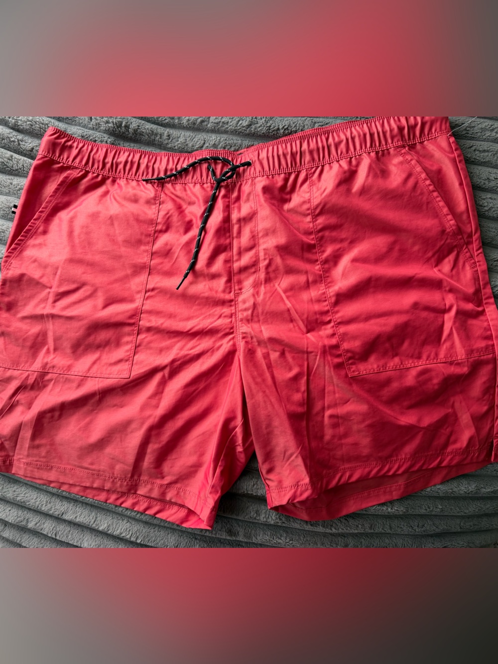 Men's Coral Utility Swim Shorts with Drawstring